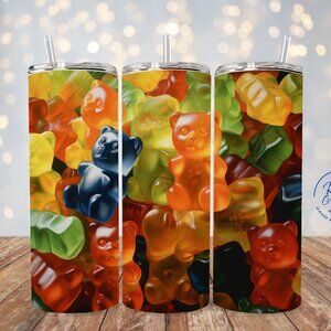 Gummy Bear 20oz Skinny Tumbler, Candy tumbler, Cute Gummy Bear Tumbler